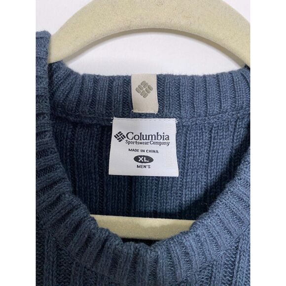 Columbia Green Ribbed Knit Sweater Mens Long Sleeve Pullover, 100% Cotton Sz XL - Picture 5 of 10